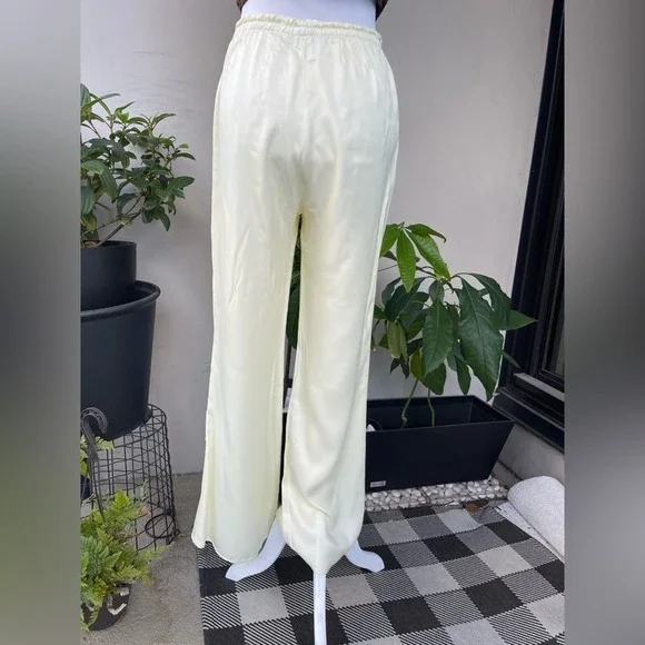 Zara Flared Silky Pants in Ivory/ Off- white/ Cream Color, M - Picture 6 of 12